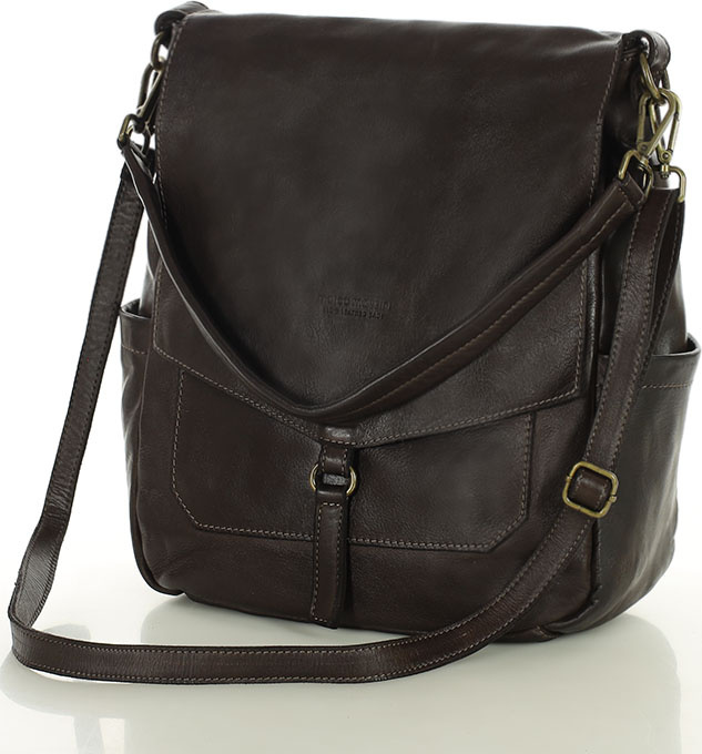 MARCO MAZZINI Tmavohnedá crossbody z prírodnej kože (v187d) Veľkosť: ONE SIZE
