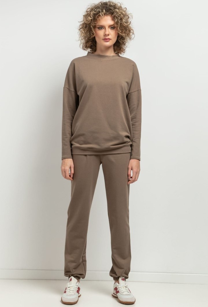 Dámska hnedá basic mikina mama a dcéra MMM39 - cappuccino Rozmiar: XL/XXL