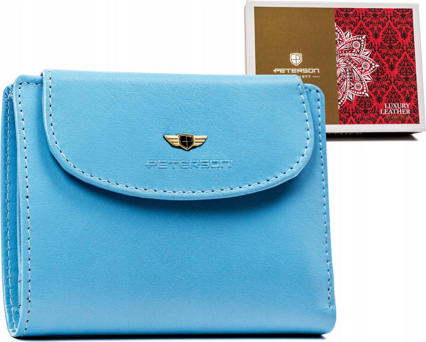 Peterson Svetlomodrá malá kožená peňaženka Y429 [DH] PTN 405-BO Veľkosť: ONE SIZE