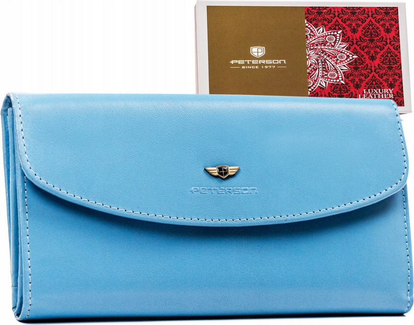 Peterson Elegantná svetlomodrá kožená dámska peňaženka Y414 [DH] PTN 2537-BO Veľkosť: ONE SIZE