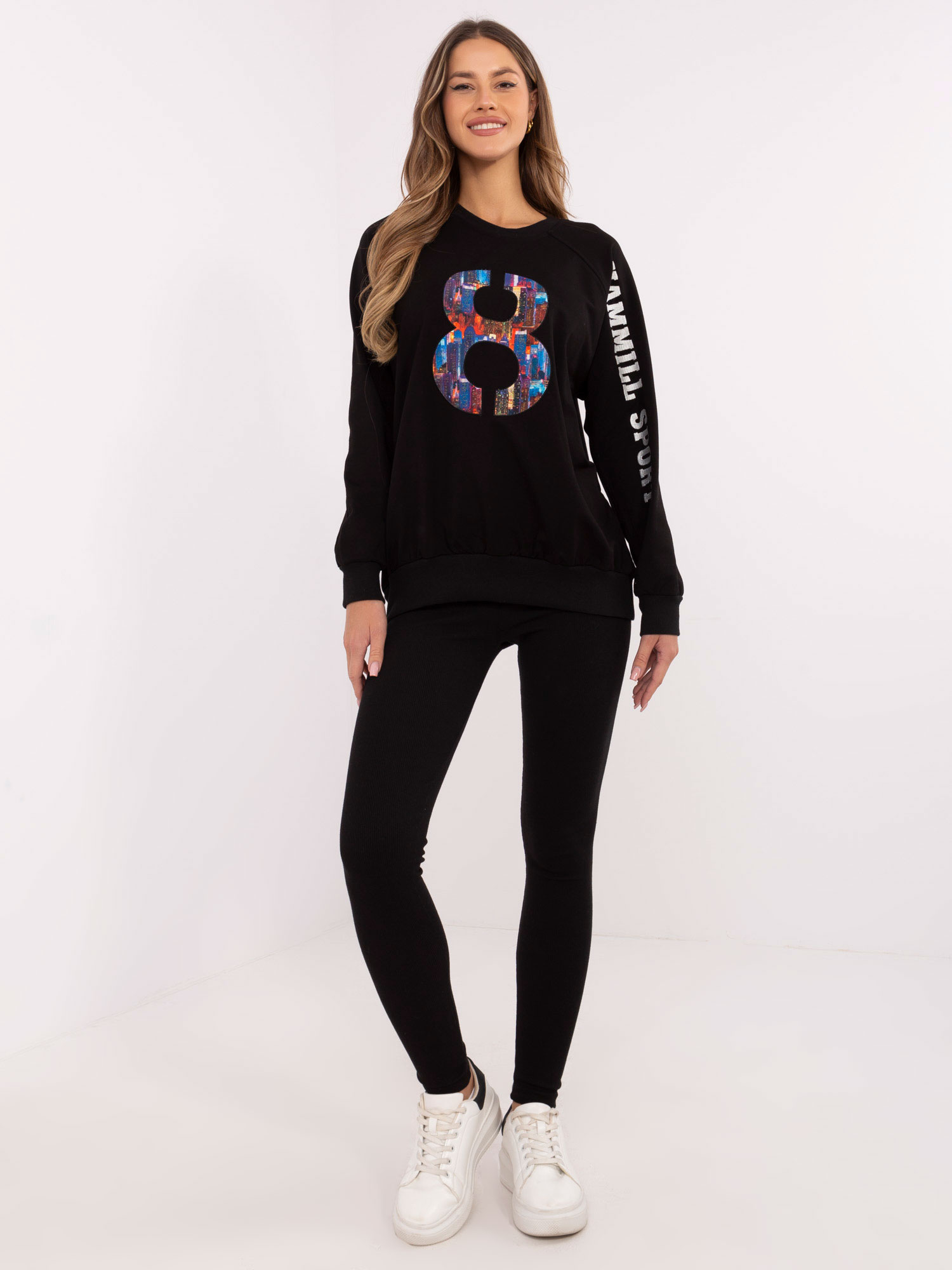 Čierna melanžová tepláková súprava s nápisom EM-KMPL-850.93-black Veľkosť: ONE SIZE