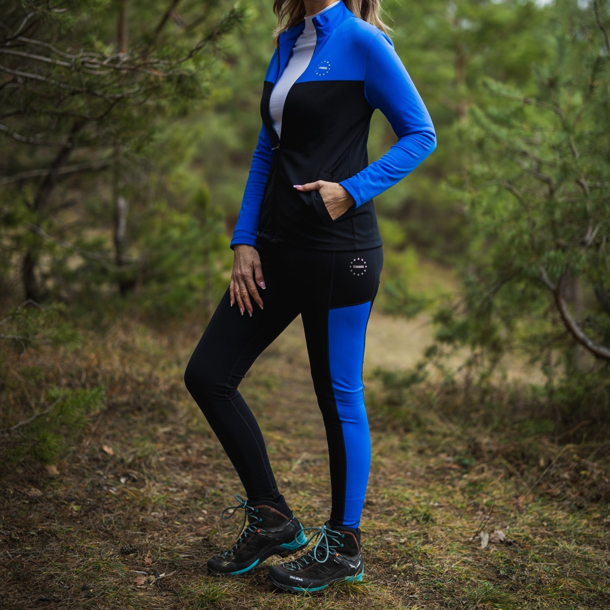 Čierno-modré dámske funkčné legíny Veľkosť: L