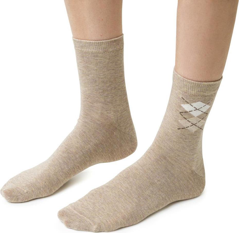 Béžové dámske bavlnené ponožky so vzorom Art.099 DR052, BEIGE MELANGE Veľkosť: 35/37
