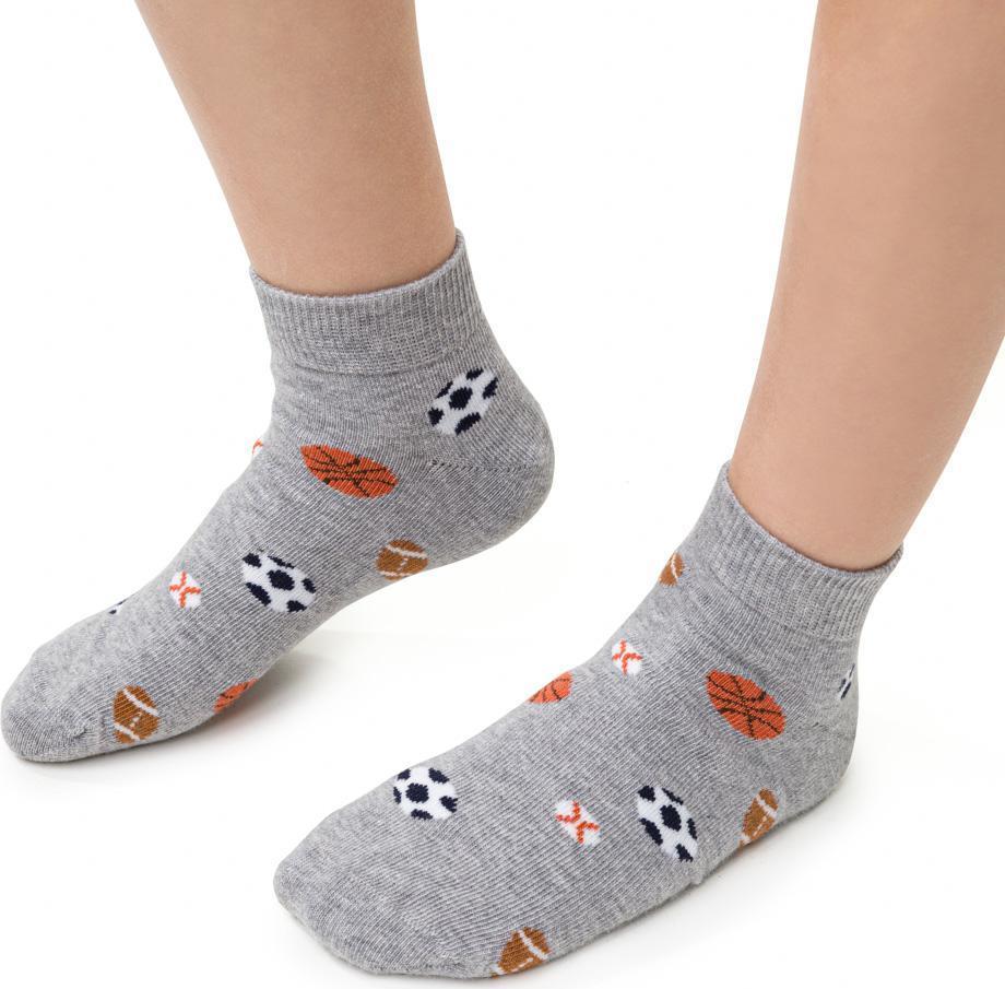 Svetlosivé chlapčenské vzorované ponožky Art.004 RB220, LIGHT GRAY MELANGE Veľkosť: 29/31