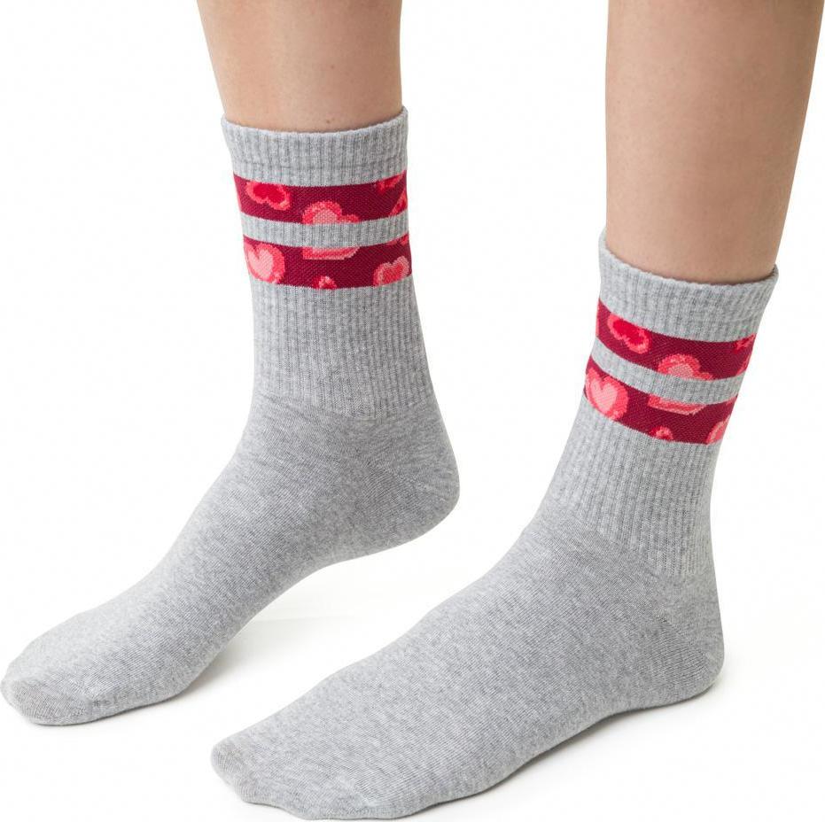 Svetlosivé dámske ponožky so vzorovanými prúžkami Art.136 CN120, LIGHT GRAY MELANGE Veľkosť: 35/37