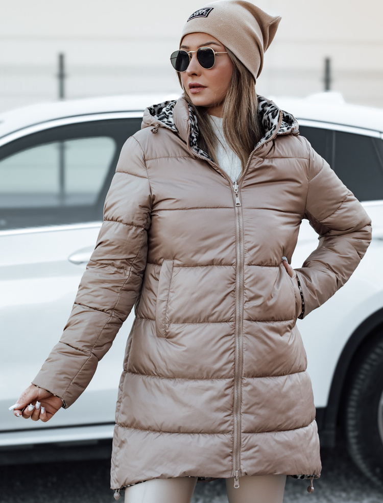 Béžová dámska obojstranná zimná bunda PURRBREEZ TY4660 Veľkosť: 2XL