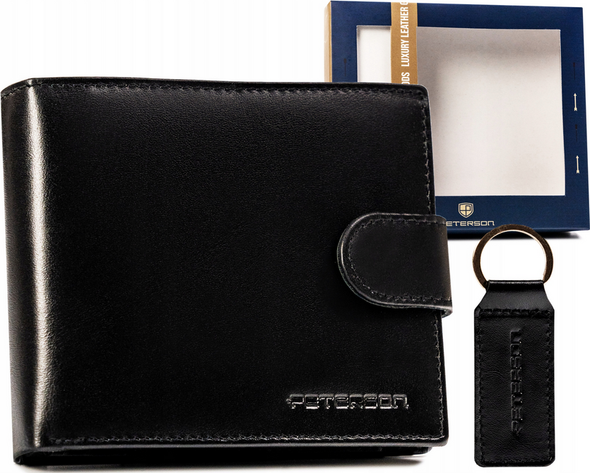 Peterson čierna sada peňaženky a kľúčenky pre mužov I055 PTN SET-M-N992L-KCS Veľkosť: ONE SIZE