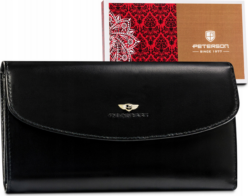 Peterson Elegantná čierna kožená dámska peňaženka Y415 [DH] PTN 2537-BO Veľkosť: ONE SIZE