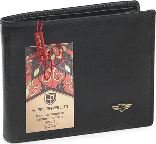 Peterson Pánska čierna kožená peňaženka W025 PTN 304 2-1-1 BLACK Veľkosť: ONE SIZE
