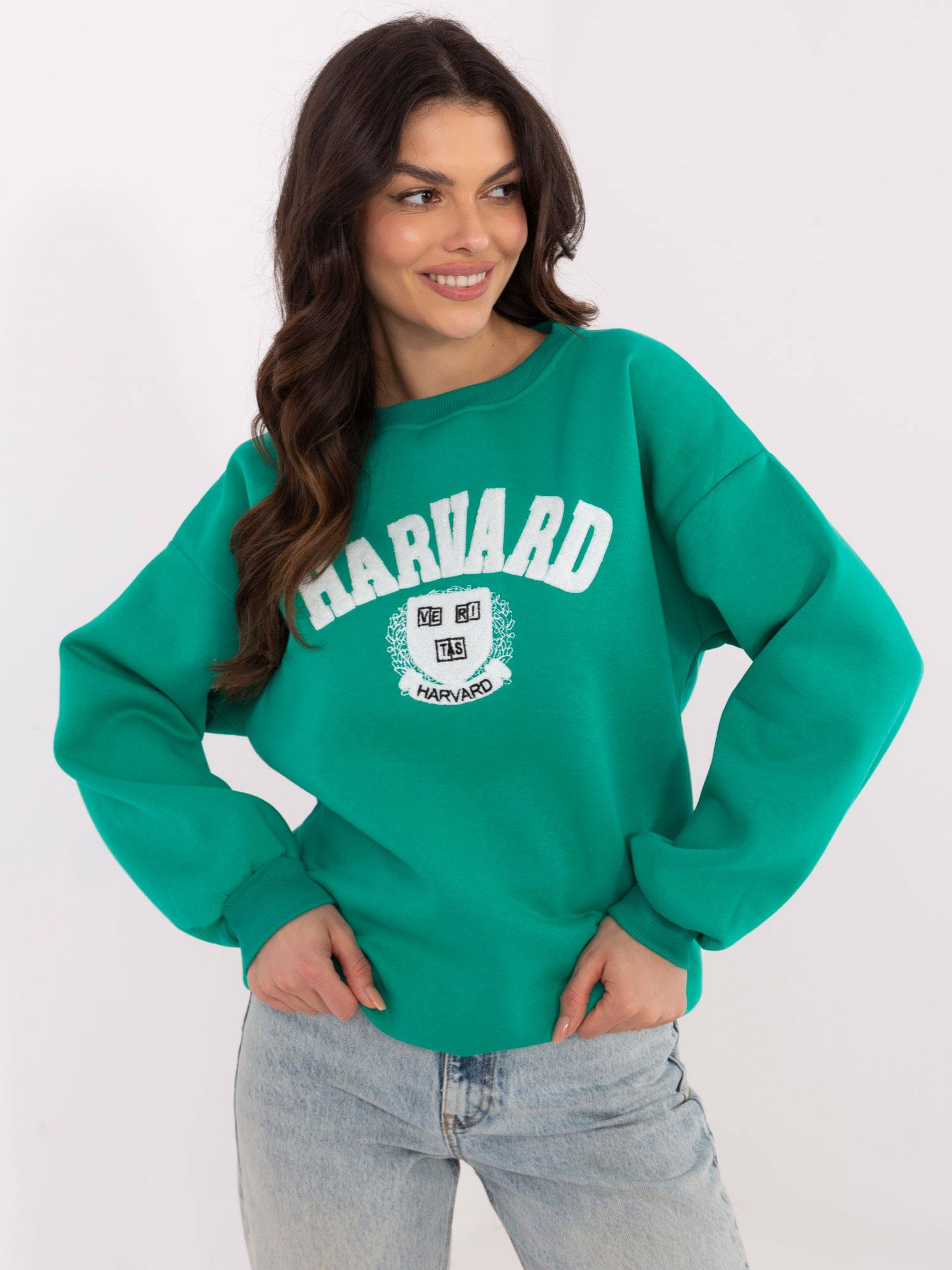 Tyrkysová dámska zateplená mikina bez kapucne EM-BL-617-16.01X-turquoise Veľkosť: ONE SIZE