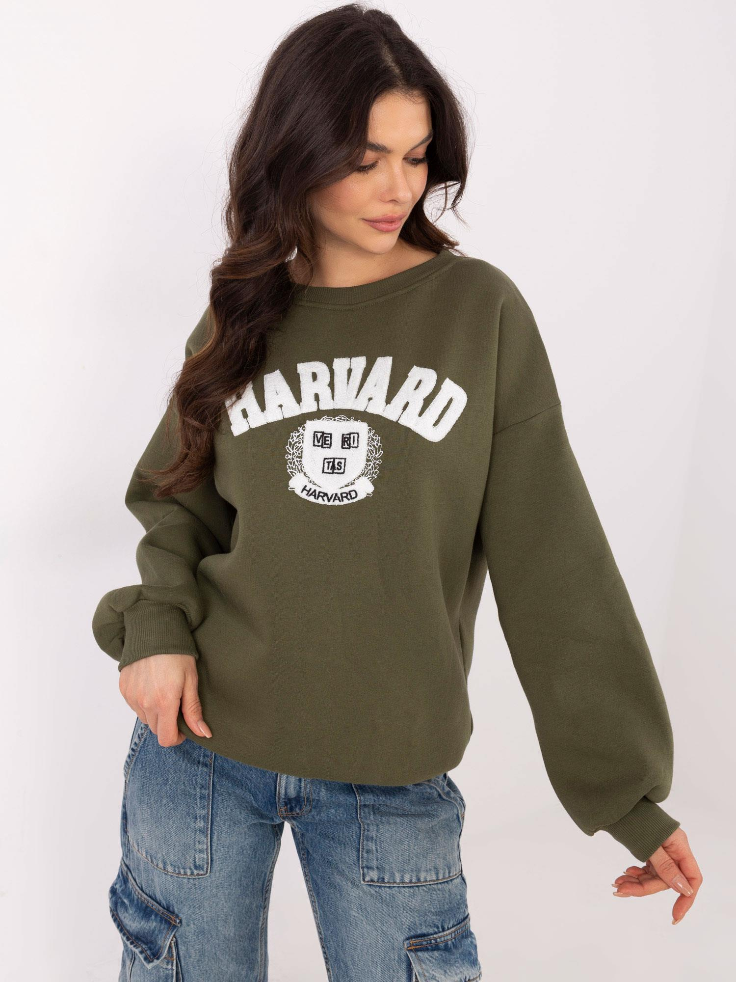 Khaki dámska zateplená mikina bez kapucne EM-BL-617-16.01X-khaki Veľkosť: ONE SIZE