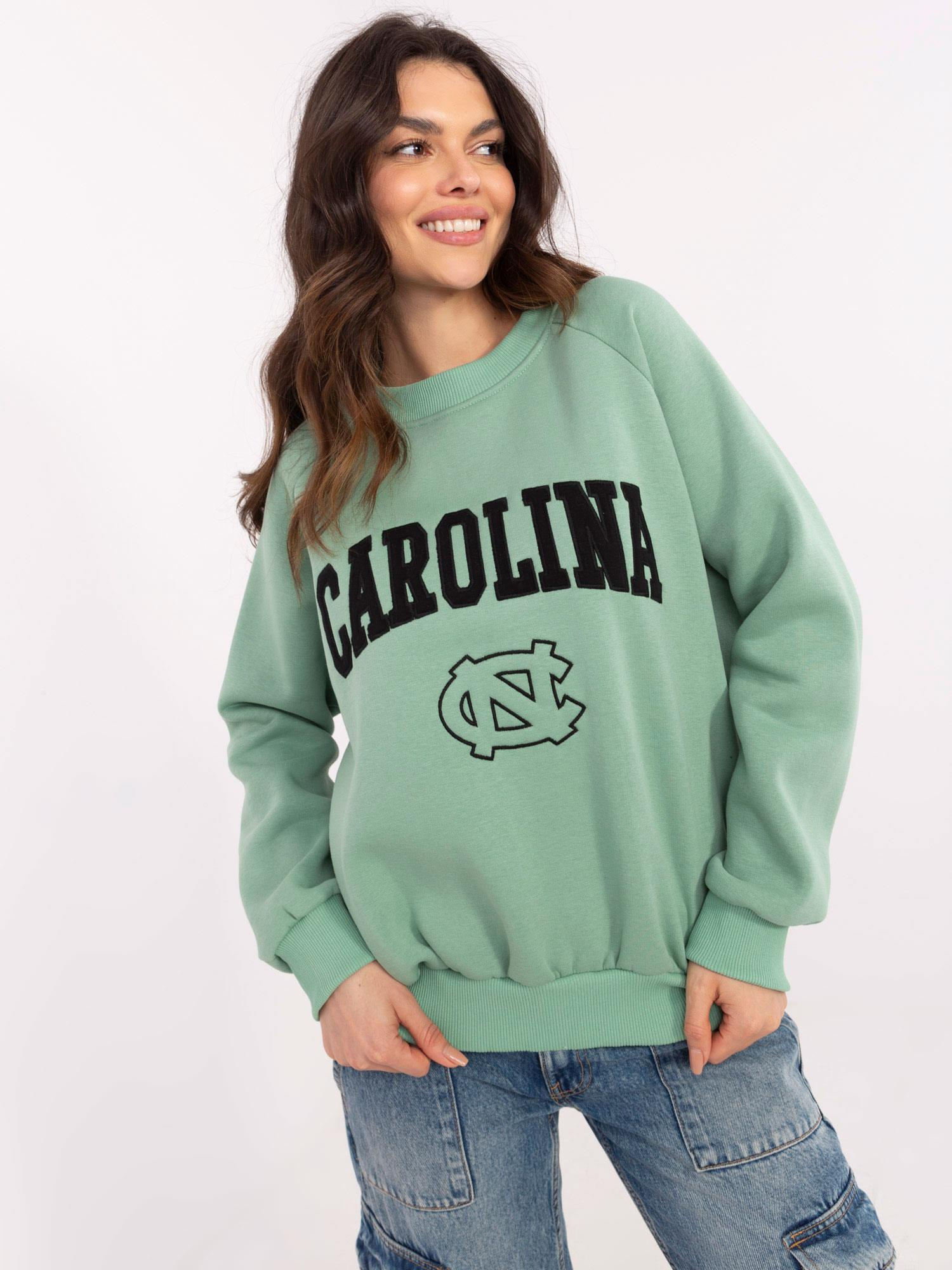 Pistáciová dámska oversize mikina bez kapucne EM-BL-857-1.02X-pistacia Veľkosť: ONE SIZE