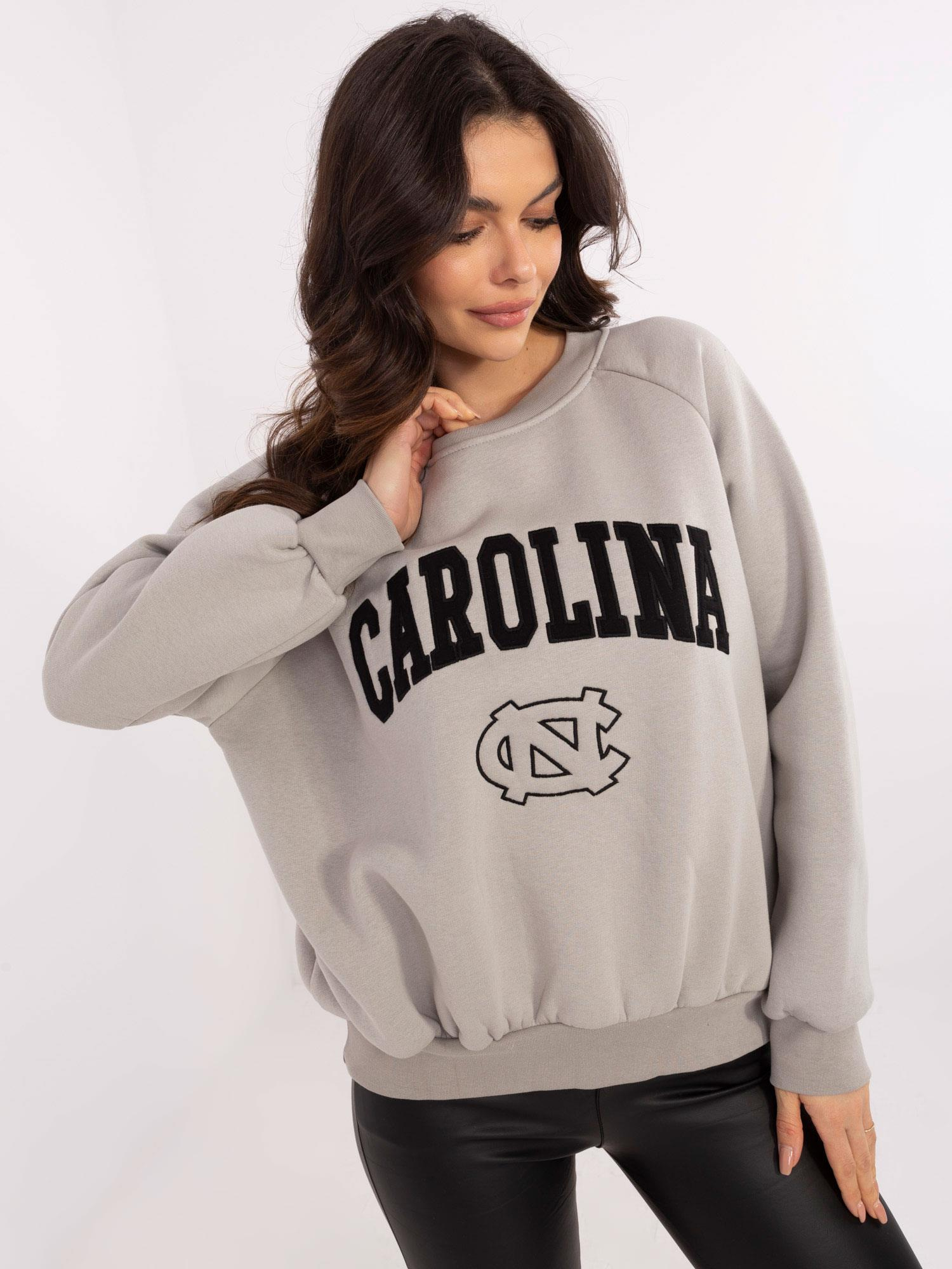 Sivá dámska oversize mikina bez kapucne EM-BL-857-1.92P-grey Veľkosť: ONE SIZE