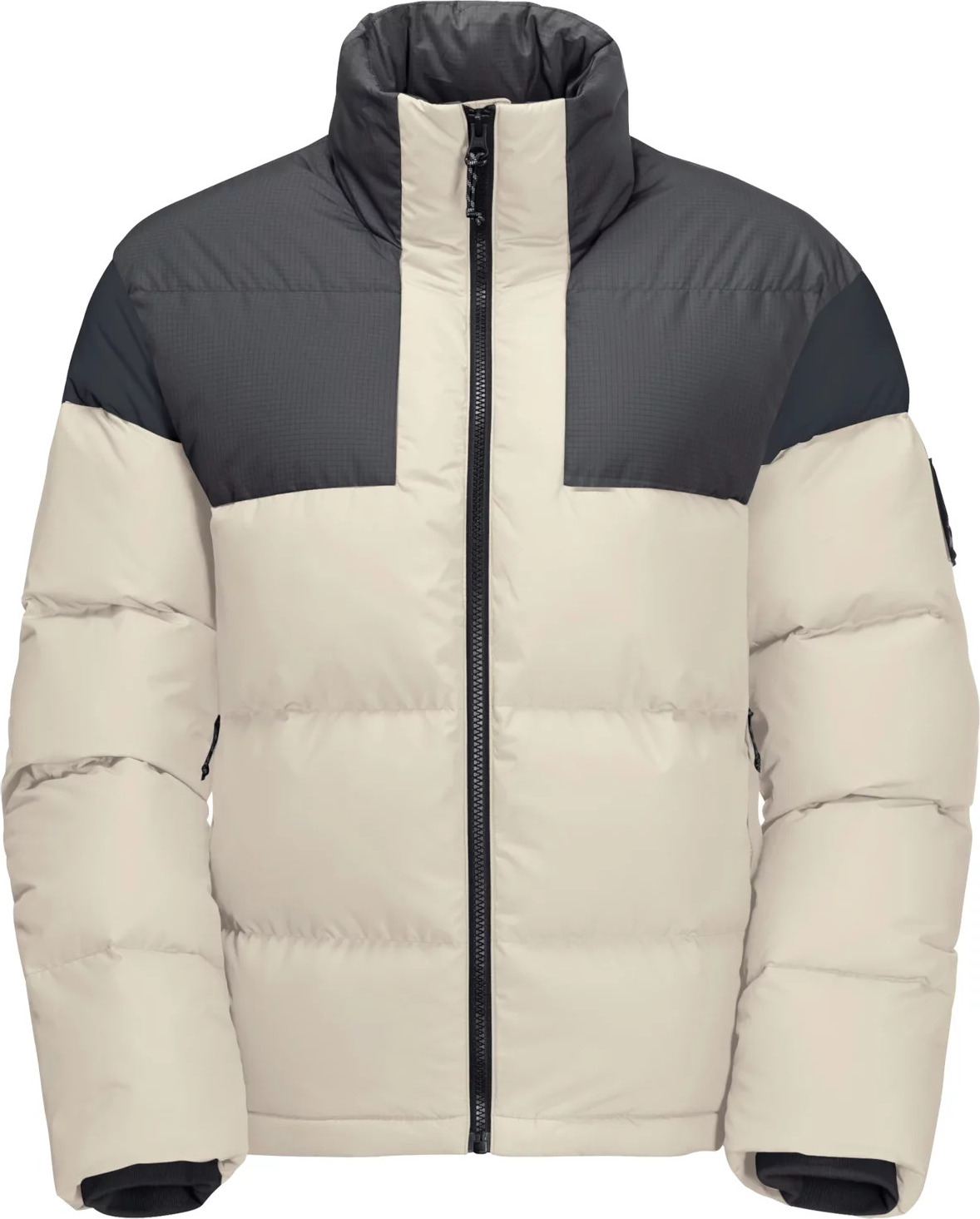 Béžovo-čierna dámska páperová bunda Jack Wolfskin 365 Fearless Down Jkt W 1206451-5017 Veľkosť: M