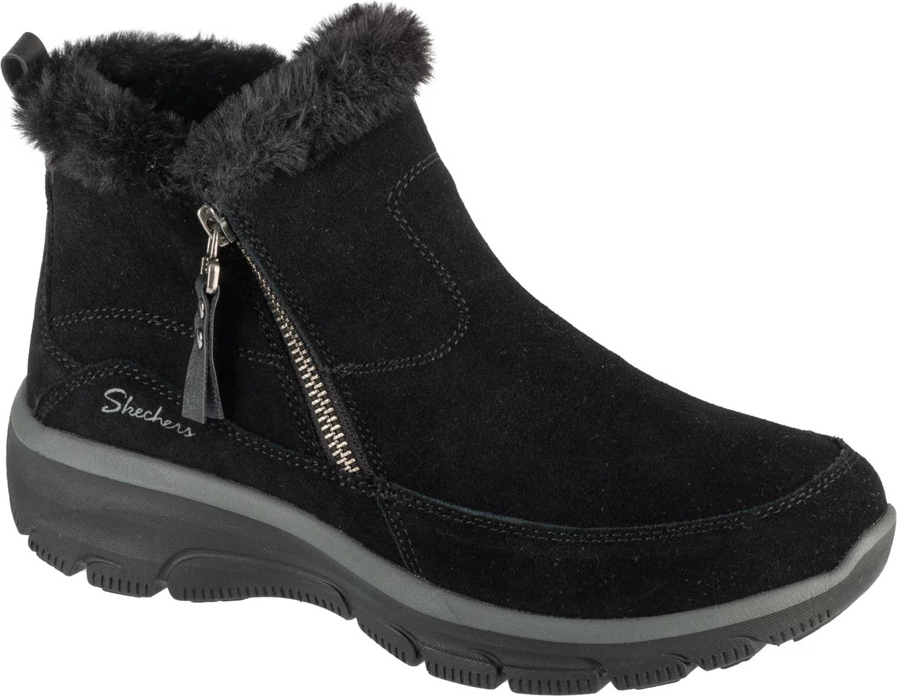 Čierne dámske členkové semišové topánky Skechers Easy Going - Cool Zip! 167862-BLK Veľkosť: 37