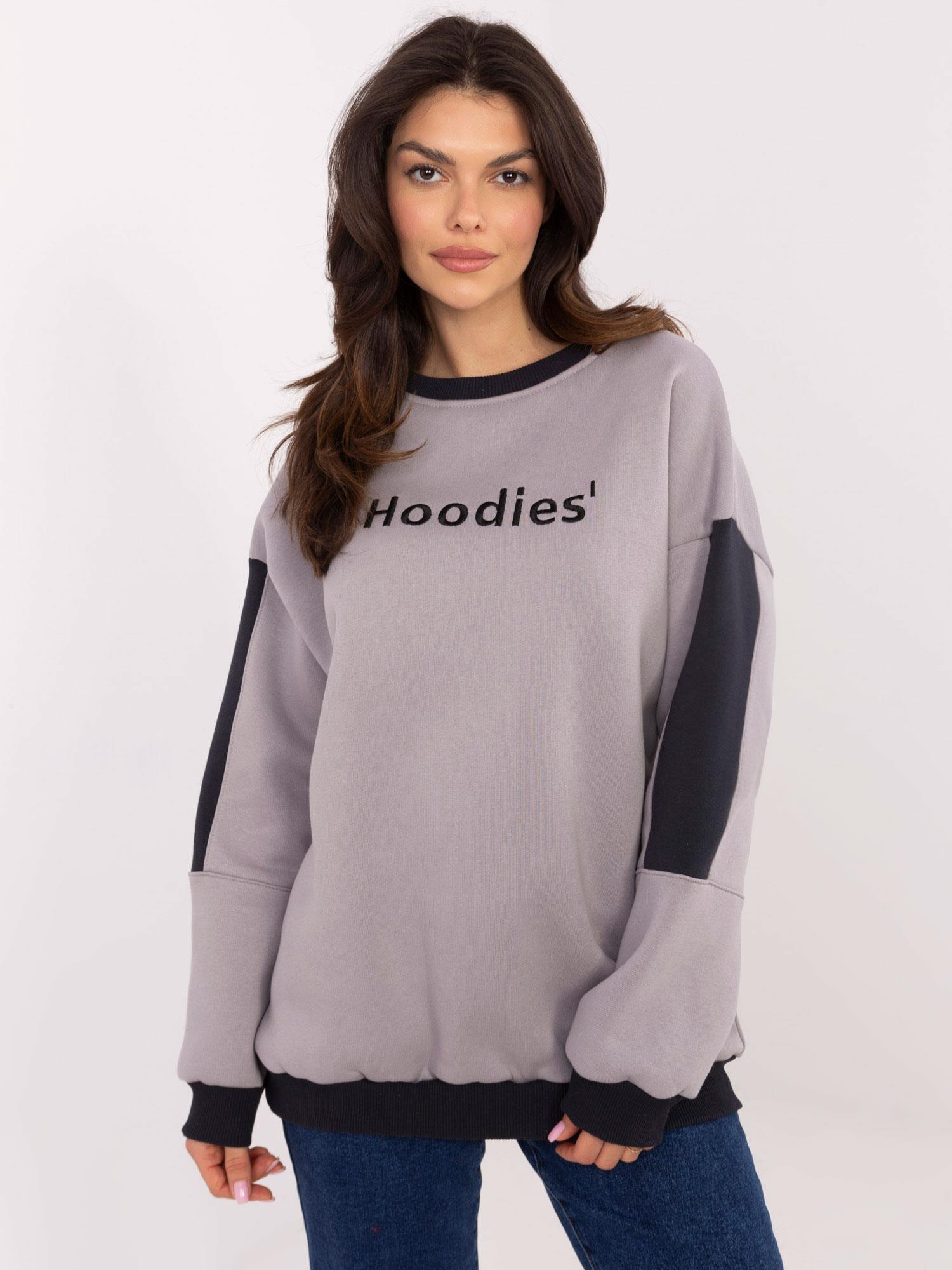 Svetlosivá dámska zateplená mikina s okrúhlym výstrihom EM-BL-983.10X-light grey Veľkosť: ONE SIZE