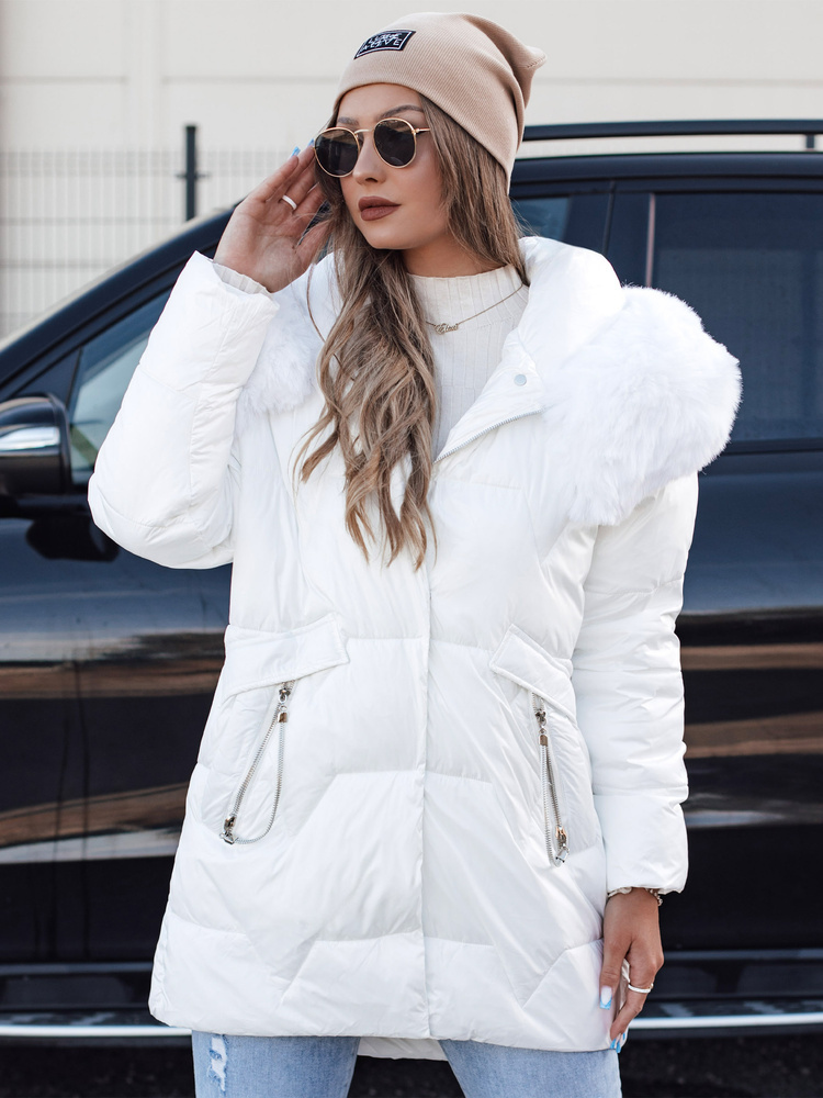 Dámska biela zimná prešívaná bunda s kapucňou *FROSTYFIT TY4677 Veľkosť: M