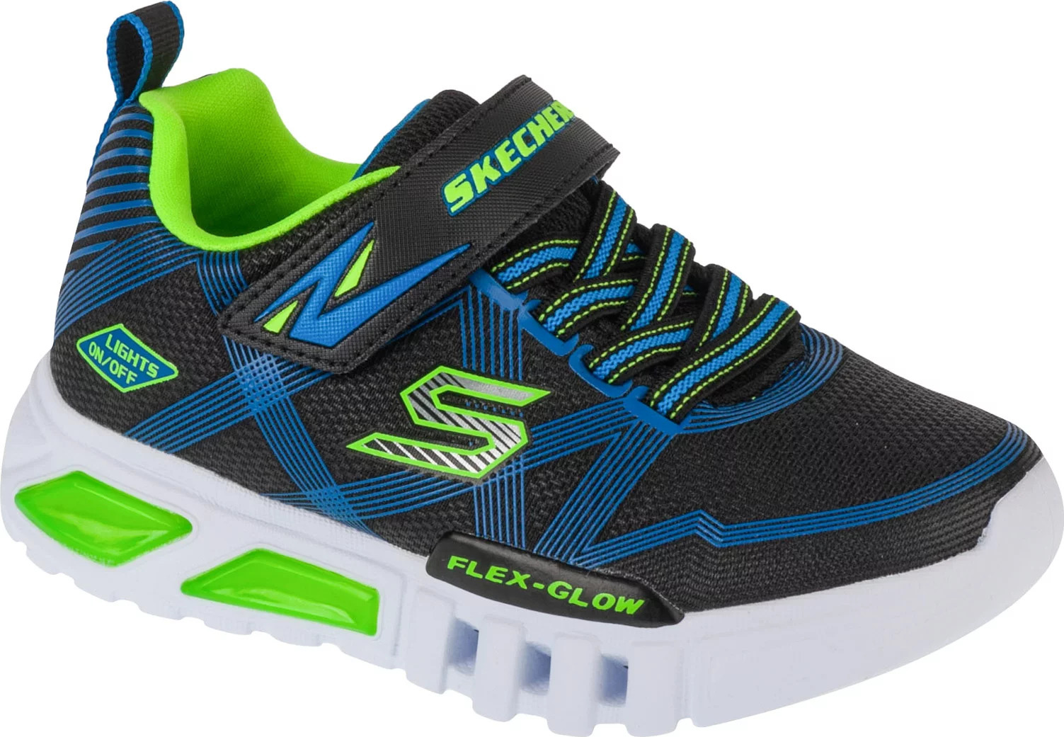 Čierno-modré chlapčenské svietiace tenisky Skechers Flex-Glow 90542L-BBLM Veľkosť: 29