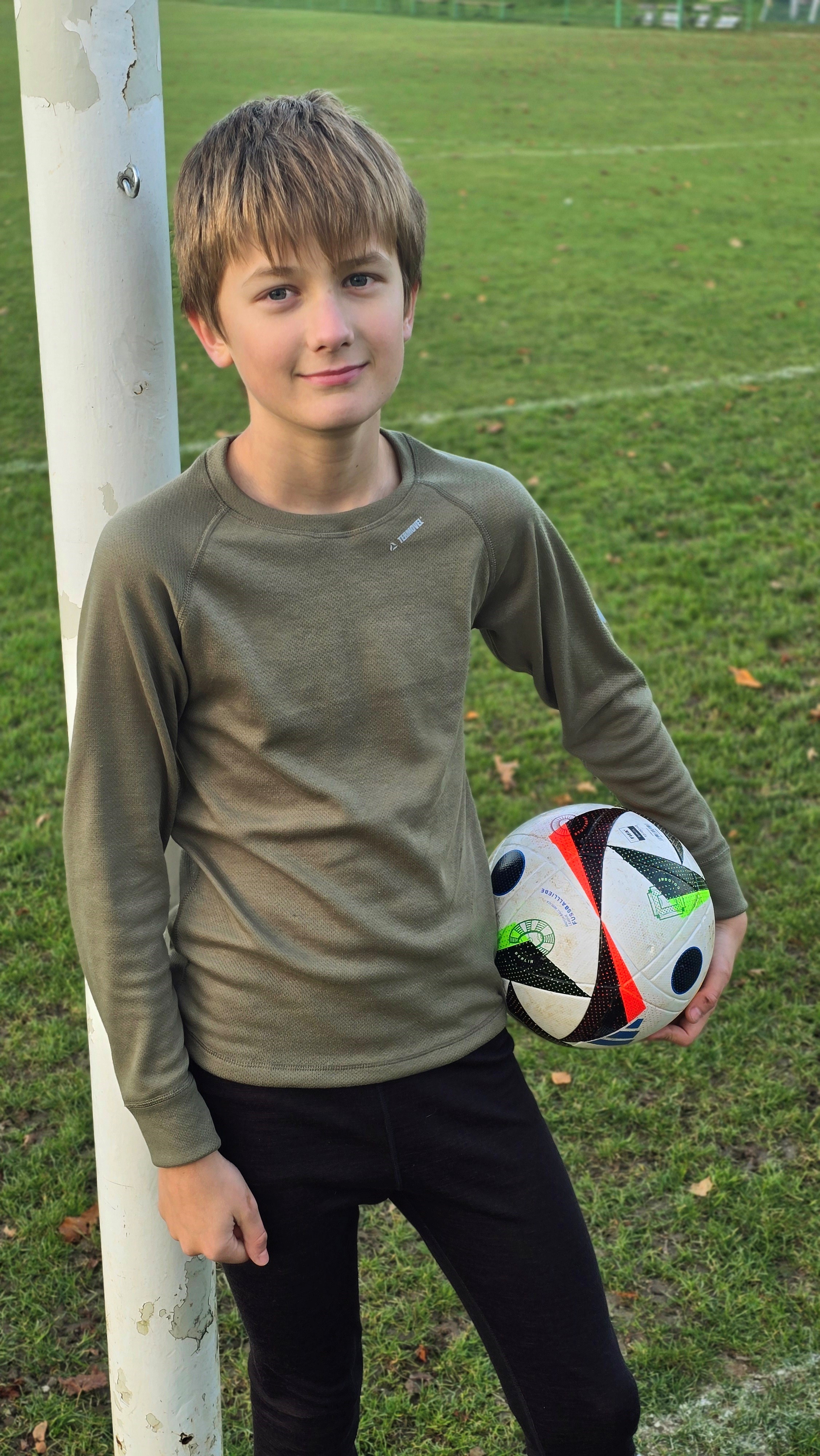 Khaki detské tričko z merino vlny Veľkosť: 140