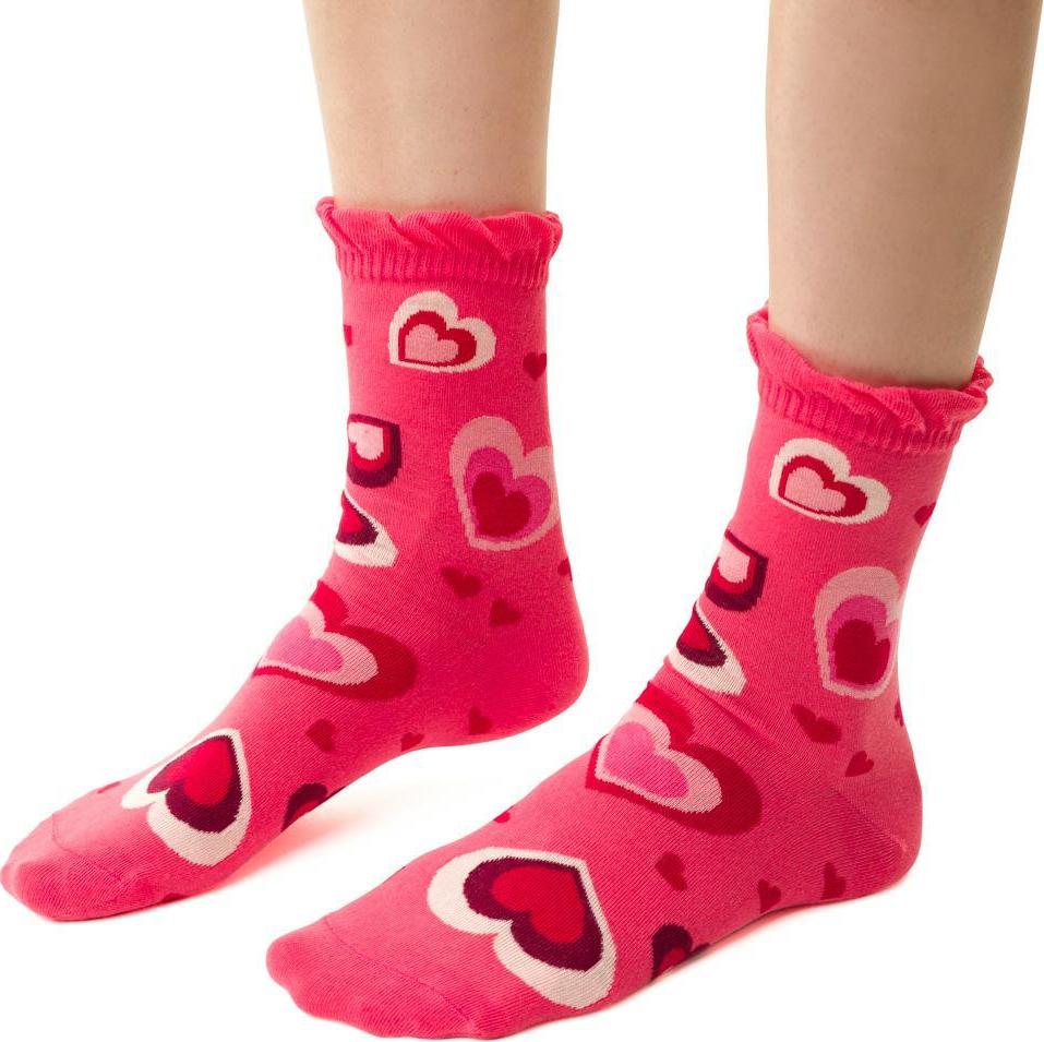 Tmavo ružové dámske srdiečkové ponožky Art.136 CO129 Veľkosť: 38/40