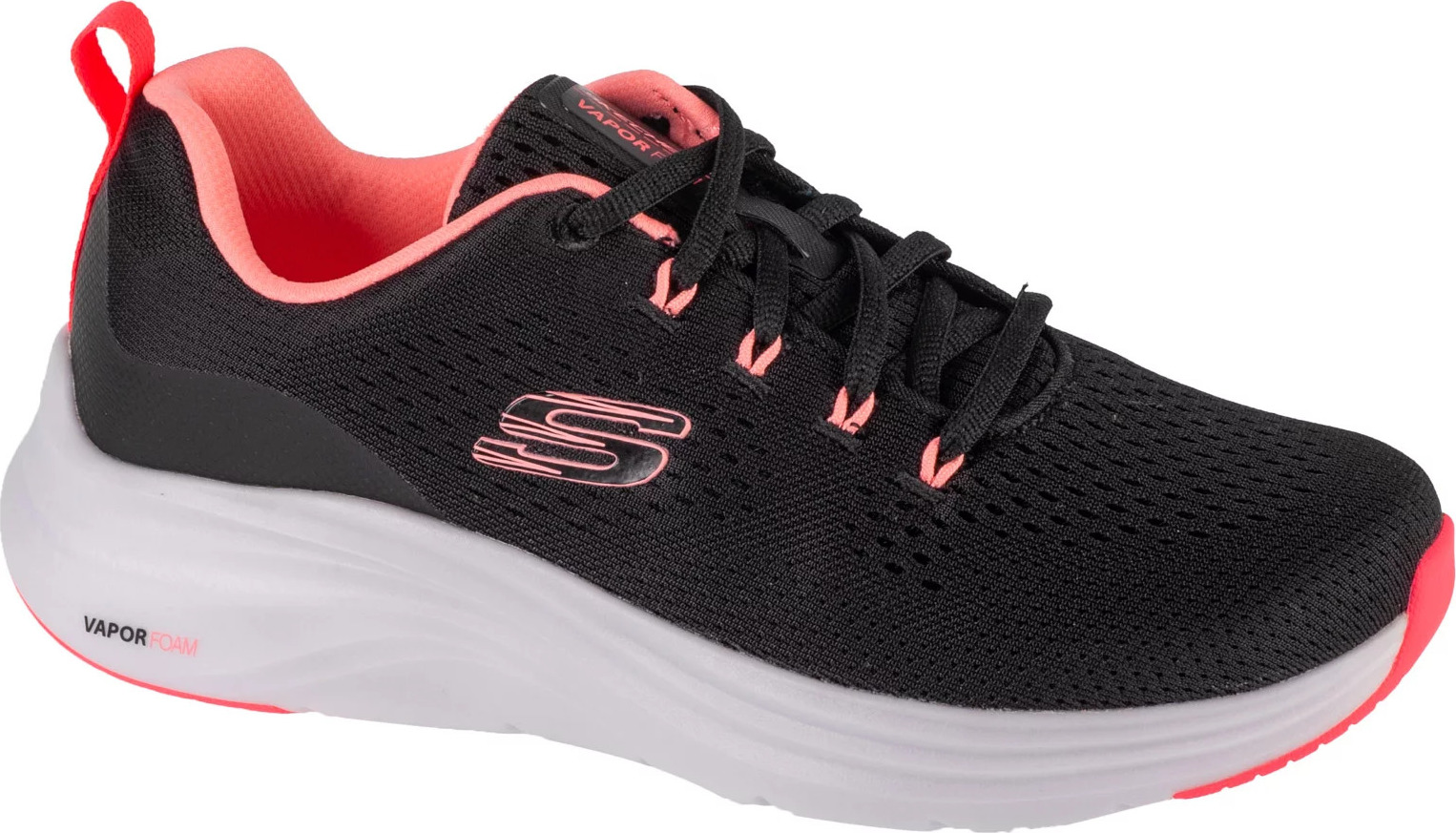 Čierne dámske tenisky Skechers Vapor Foam - Fresh Trend s koralovými detailmi 150024-BKPK Veľkosť: 36