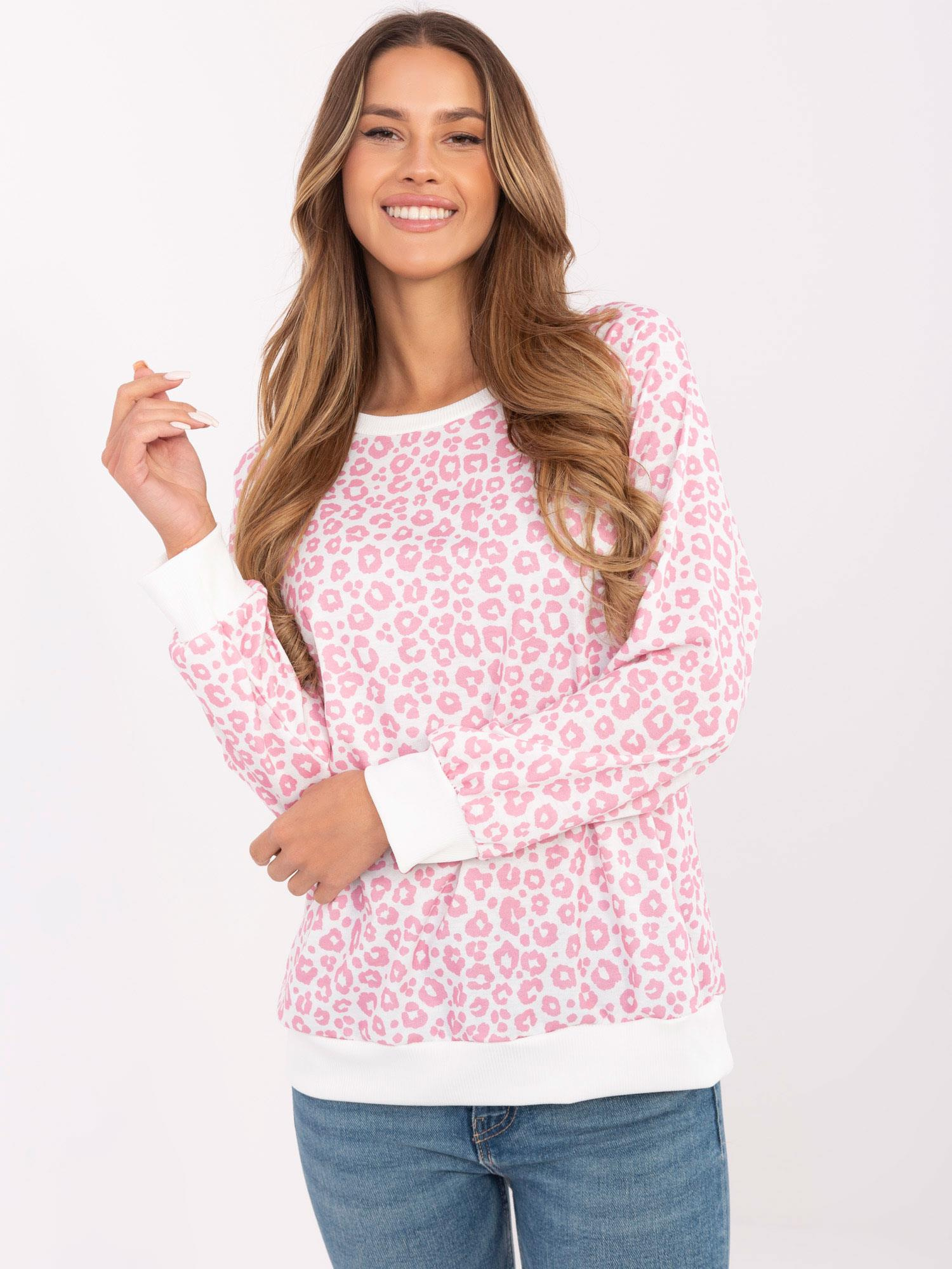 Svetloružová dámska oversize blúzka s leopardím vzorom MI-BZ-M742.86-light pink Veľkosť: ONE SIZE
