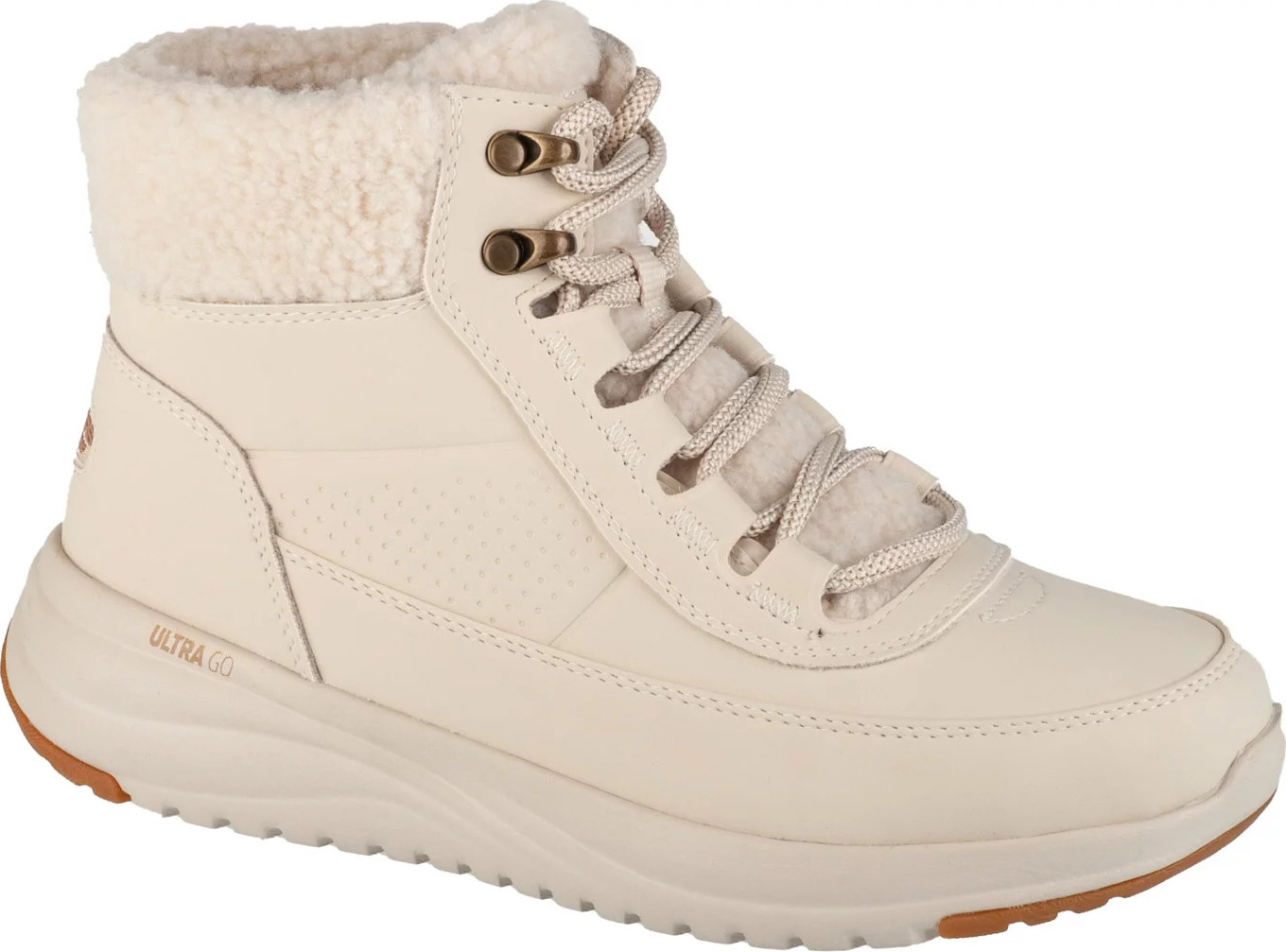 Smotanové dámske zimné členkové tenisky Skechers On-The-Go Stellar - Alpine Adventure 144756-NAT Veľkosť: 36