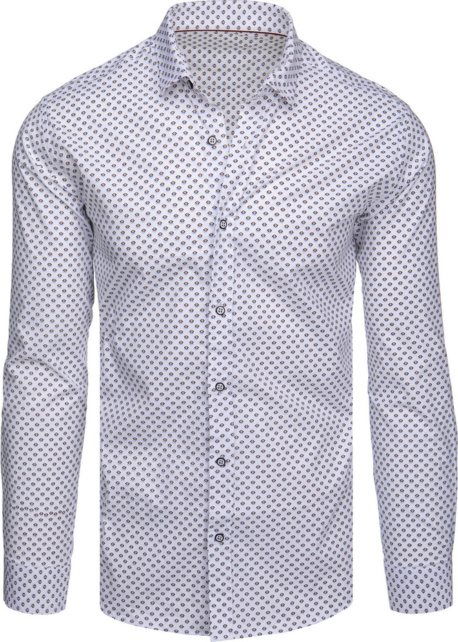 Biela pánska košeľa so vzormi DX2620 Veľkosť: 2XL