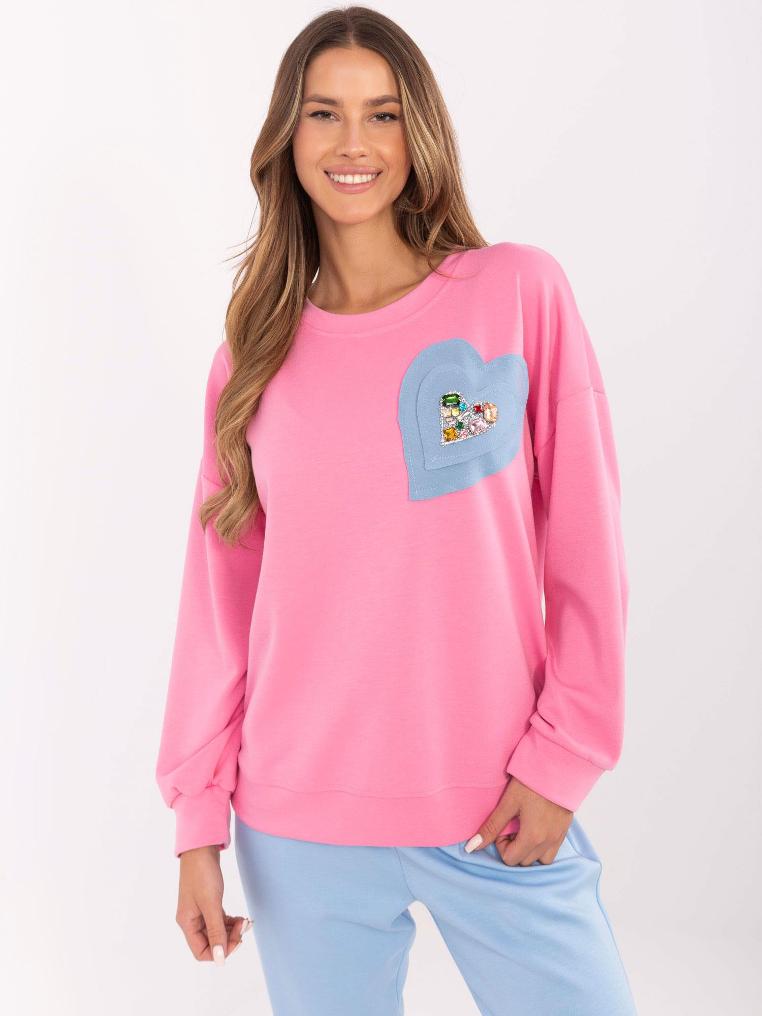Ružová dámska mikina s nášivkou DHJ-BL-20322.72-pink Veľkosť: ONE SIZE