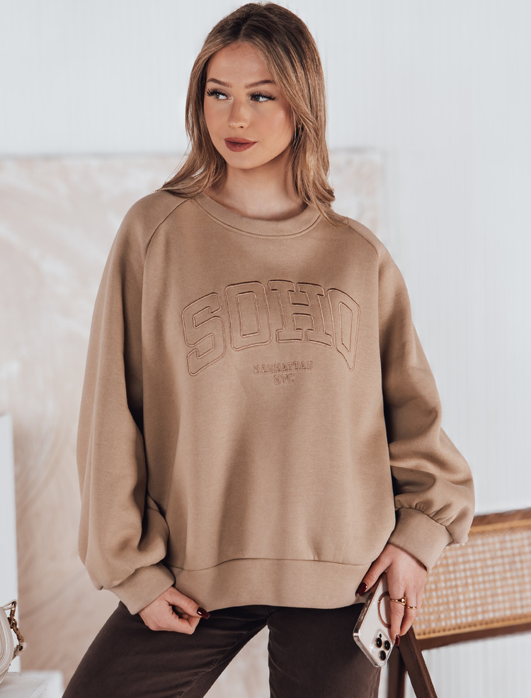 Dámska hnedá mikina s nápisom COSYONE BY1351 Veľkosť: ONE SIZE