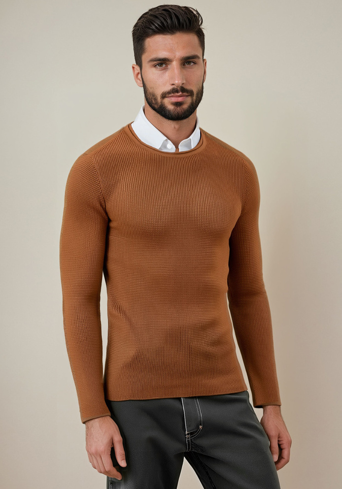 Hnedý pánsky sveter WX2292 Veľkosť: S