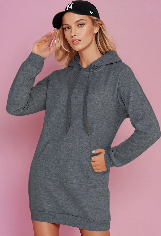 Dámska tmavosivá dlhá oversize mikina / šaty TIMMY EY2565 Veľkosť: S