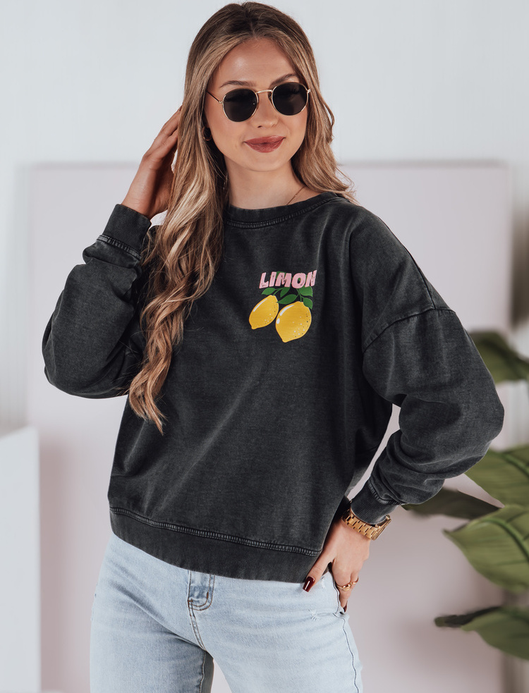 Dámska grafitová mikina s potlačou LEMONFIT BY1348 Veľkosť: ONE SIZE