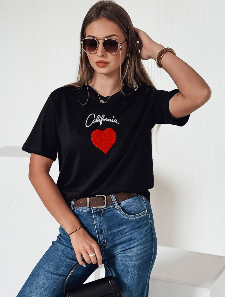 Dámske čierne tričko CALOV s nášivkou RY2567 Veľkosť: S