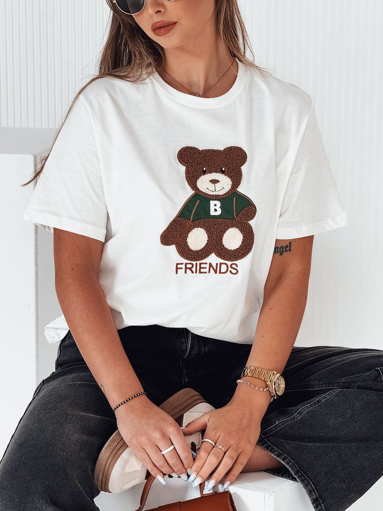 Dámske smotanové tričko BAREN s nášivkou medvedíka RY2565 Veľkosť: S