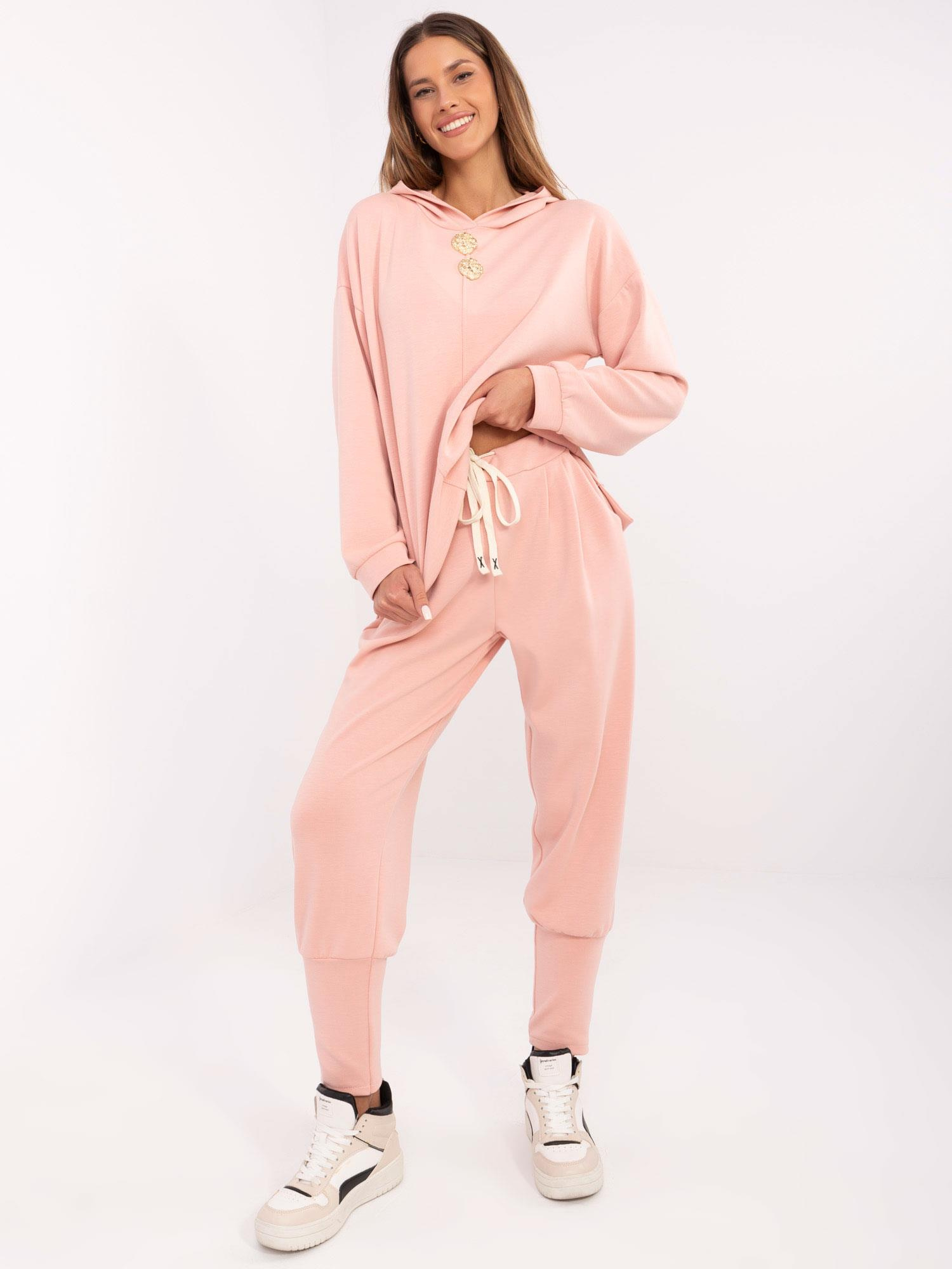Broskyňové dámske tepláky so zaväzovaním MI-SP-61700.80P-pink Veľkosť: ONE SIZE