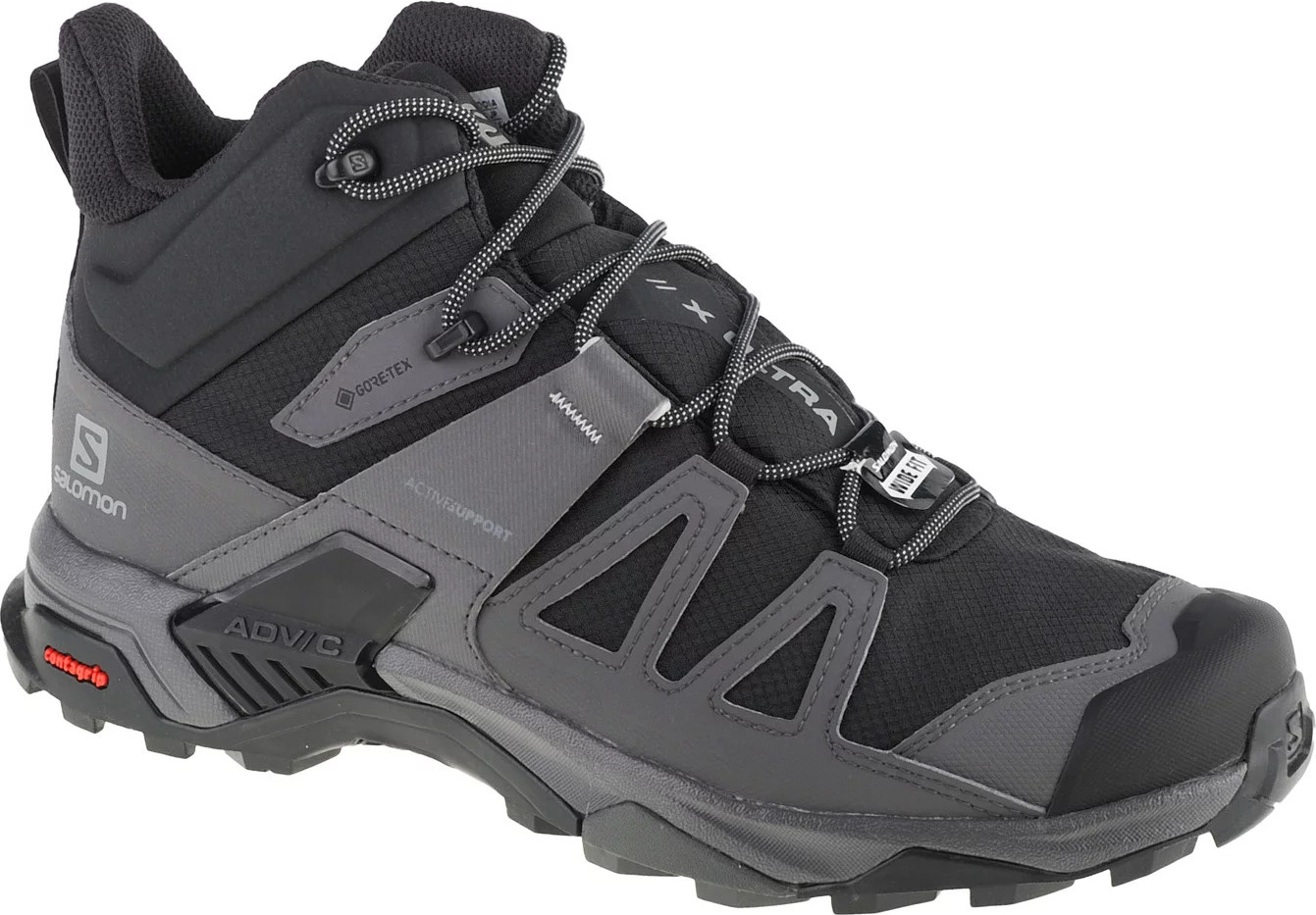 Čierne pánske outdoorové topánky Salomon X Ultra 4 Mid Wide GTX 412946 Veľkosť: 44 2/3