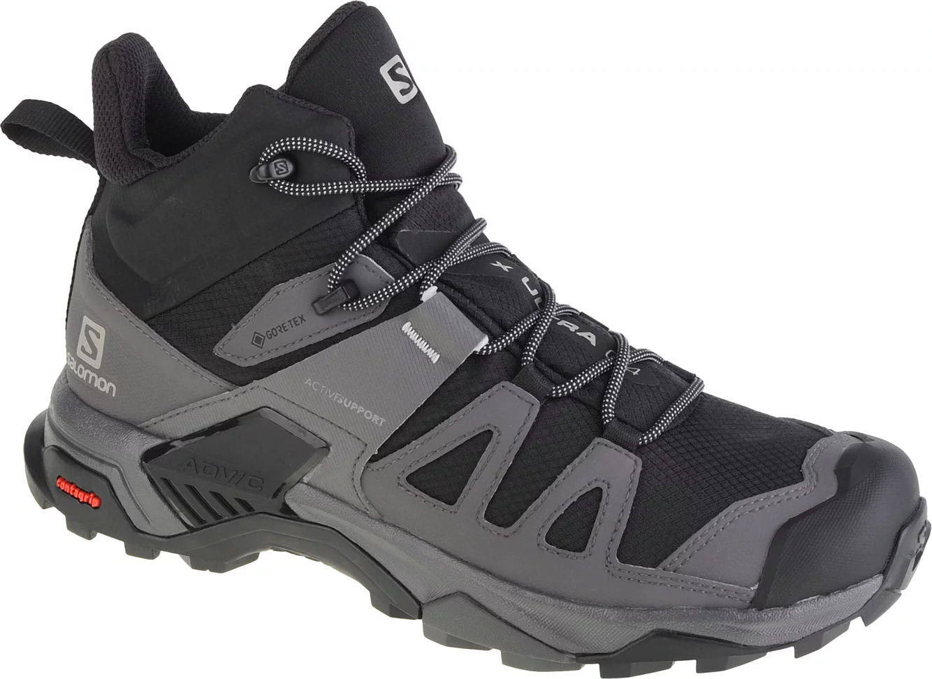 Sivo-čierne pánske členkové outdoorové topánky Salomon X Ultra 4 Mid GTX 413834 Veľkosť: 42