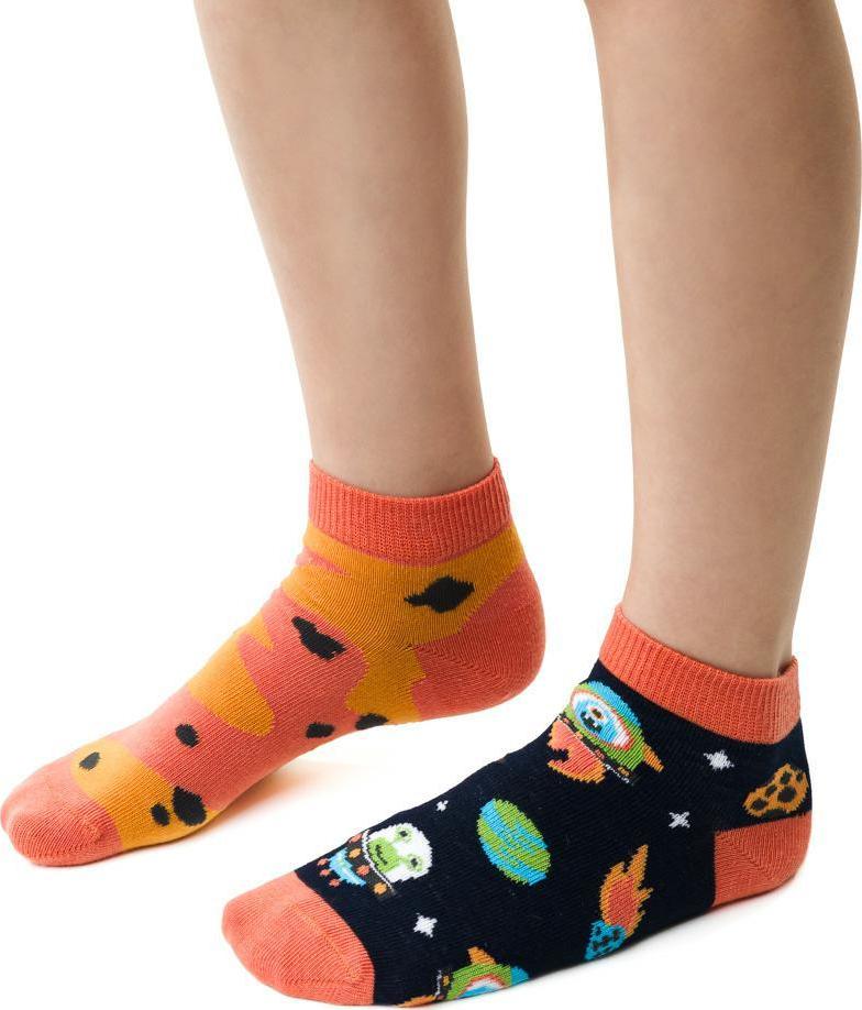 Modro-oranžové chlapčenské vzorované ponožky Art.004 RA226, NAVY BLUE Veľkosť: 26/28