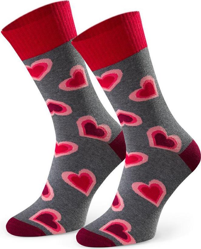 Tmavosivé pánske valentínske ponožky Art.136 KL155, GRAY MELANGE Veľkosť: 41/43