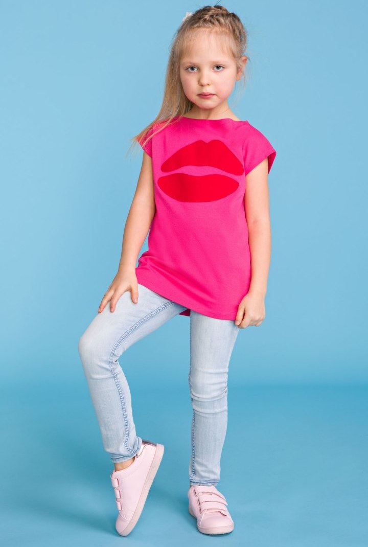 Dievčenské ružové dlhšie tričko s potlačou mama a dcéra MMD19 - pink Rozmiar: 116