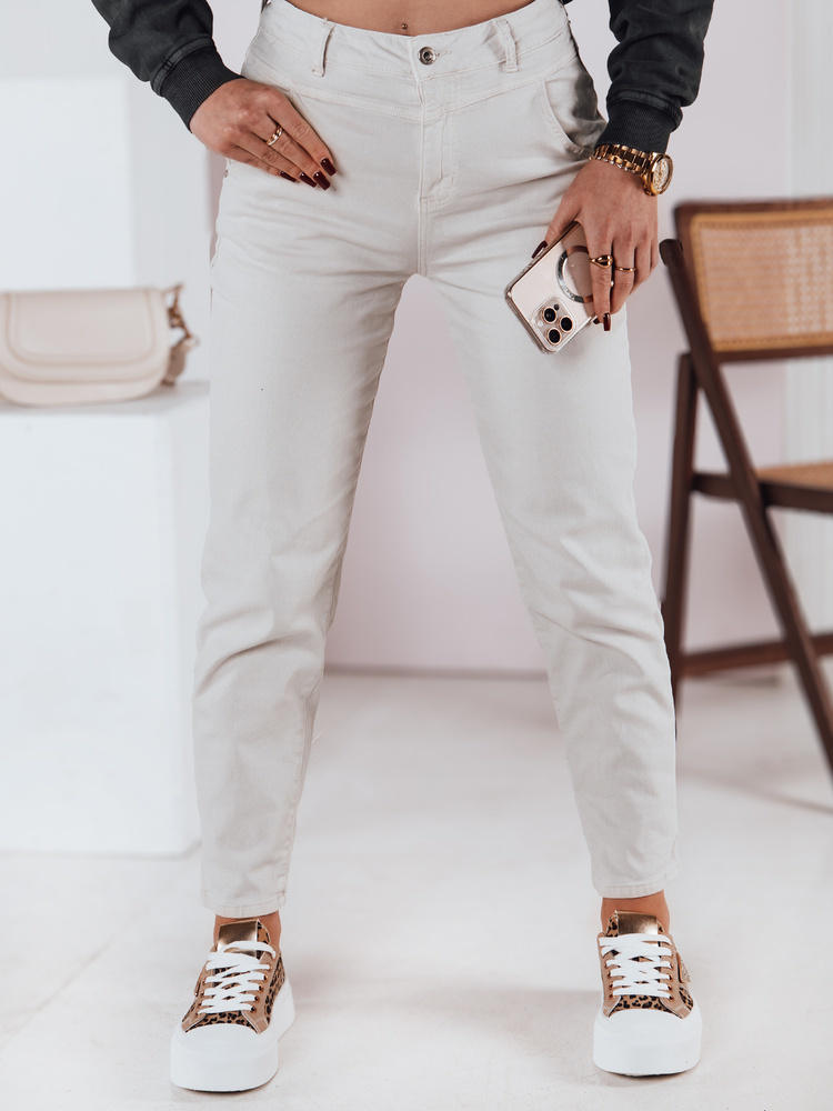 Smotanové dámske štýlové džínsy mom STREETSTYLE UY2375 Veľkosť: S