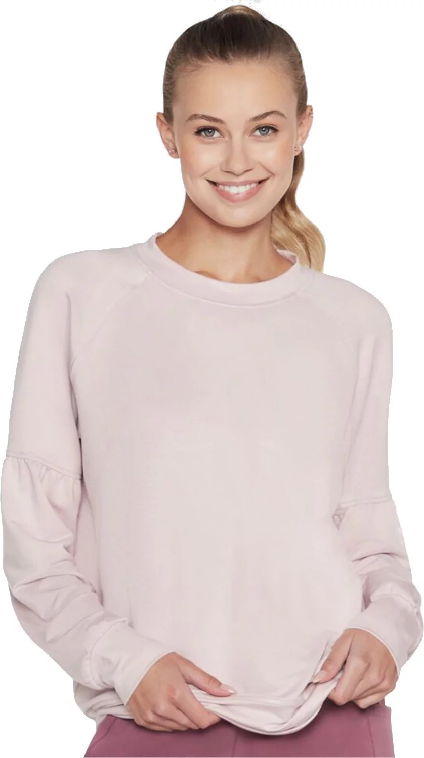 Svetloružová mikina bez kapucne Skechers Skechluxe Restful Crew WLT181-LPK Veľkosť: M