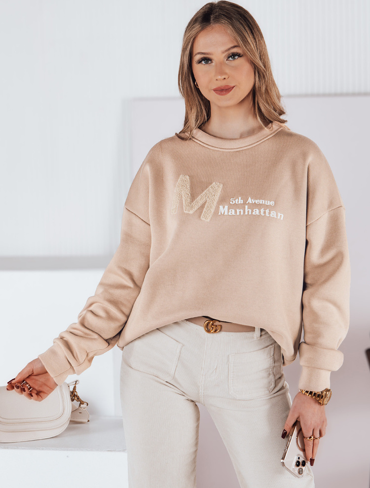 Béžová mikina bez kapucne AVENUE BY1354 Veľkosť: ONE SIZE