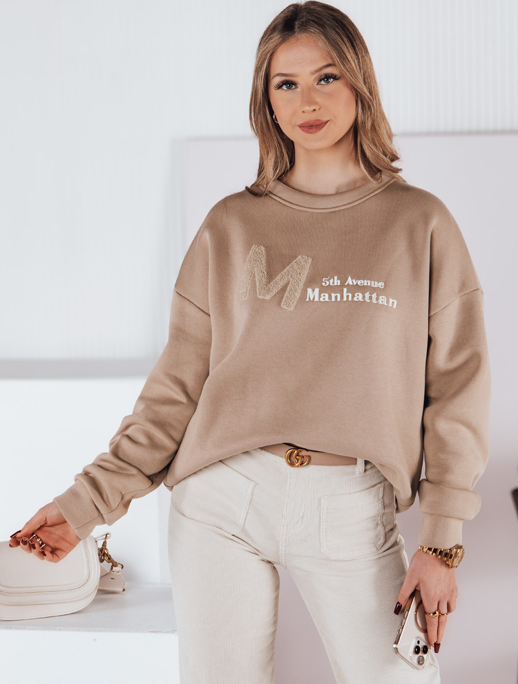 Tmavobéžová mikina bez kapucne AVENUE BY1355 Veľkosť: ONE SIZE