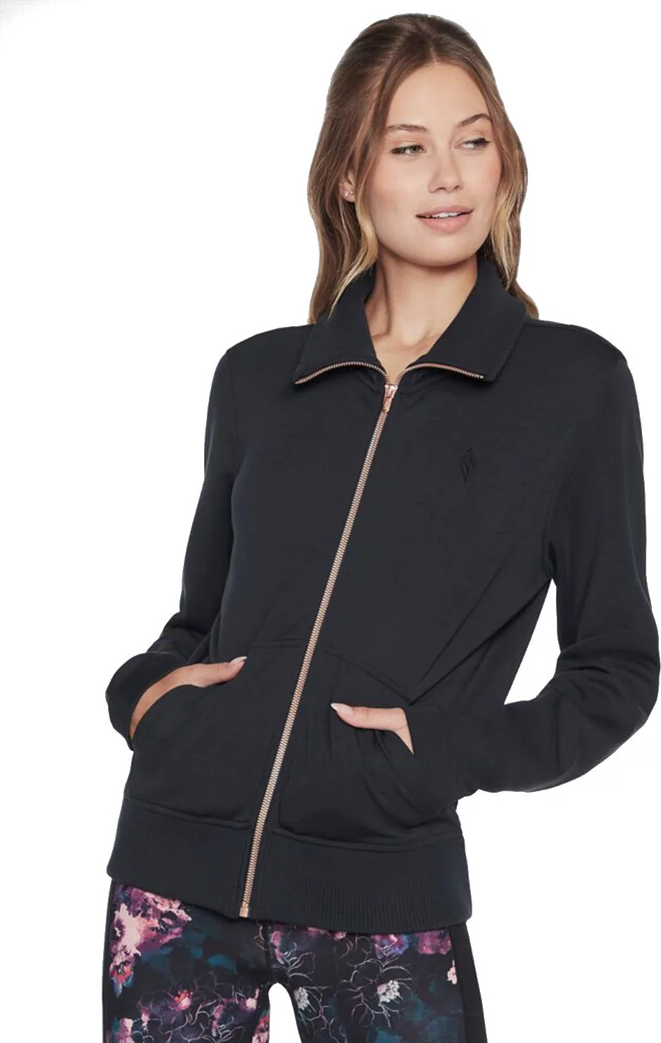 Čierna dámska mikina Skechers Hoodless Hoodie Skechcloud Jacket WJA288-BLK Veľkosť: L