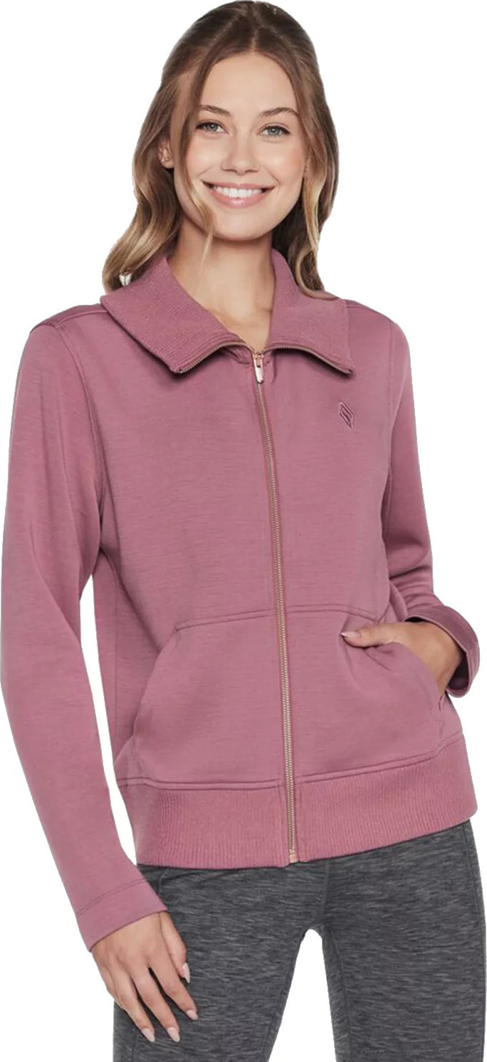 Ružová dámska mikina Skechers Hoodless Hoodie Skechcloud Jacket WJA288-DKMV Veľkosť: L