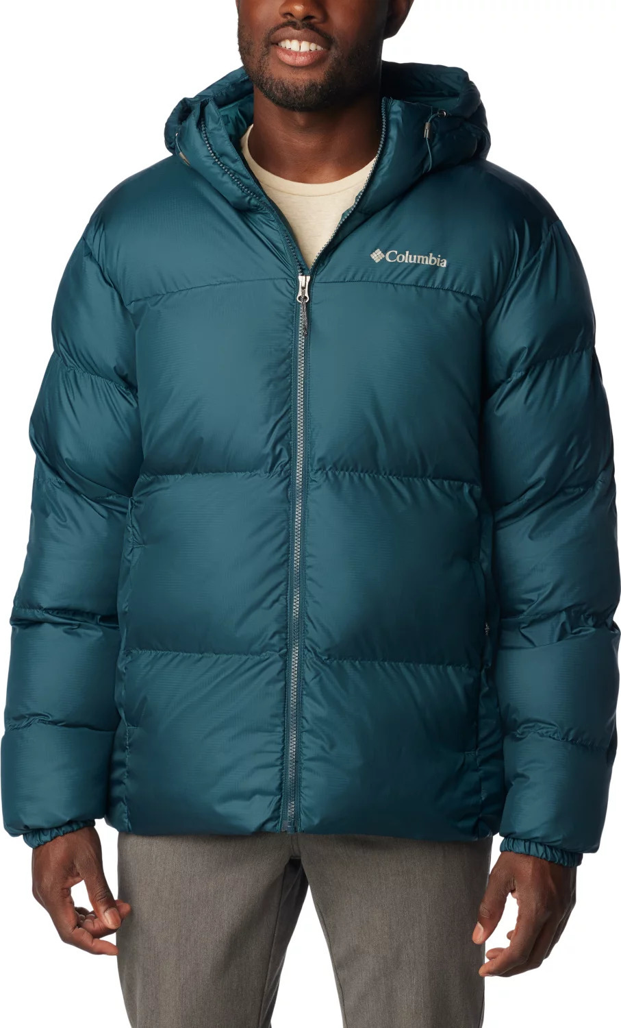 Tmavomodrá pánska prešívaná bunda Columbia Puffect Hooded Jacket 2008413414 Veľkosť: L