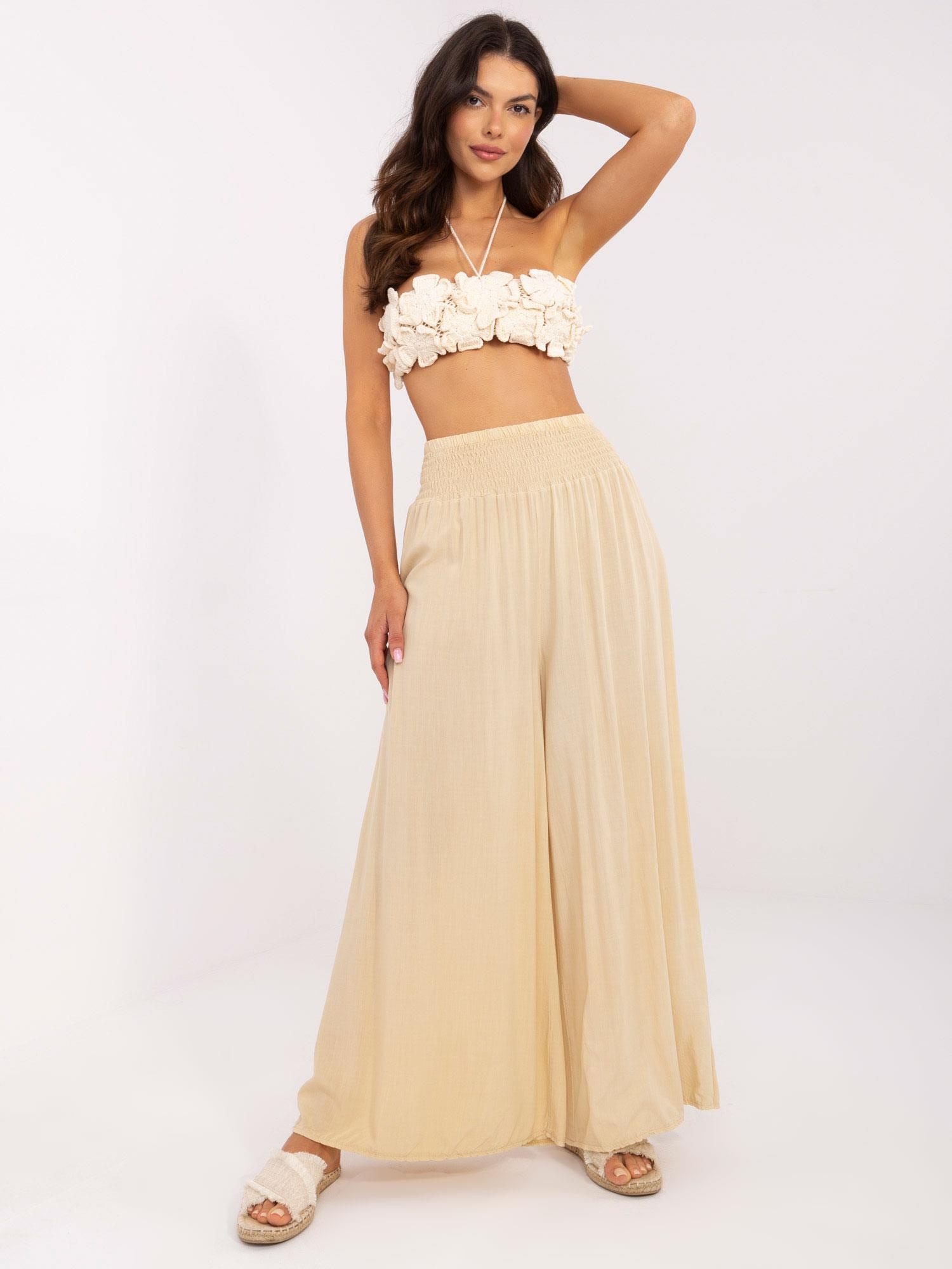 Béžové vzdušné široké nohavice TW-SP-BI-3069.94-light beige Veľkosť: S