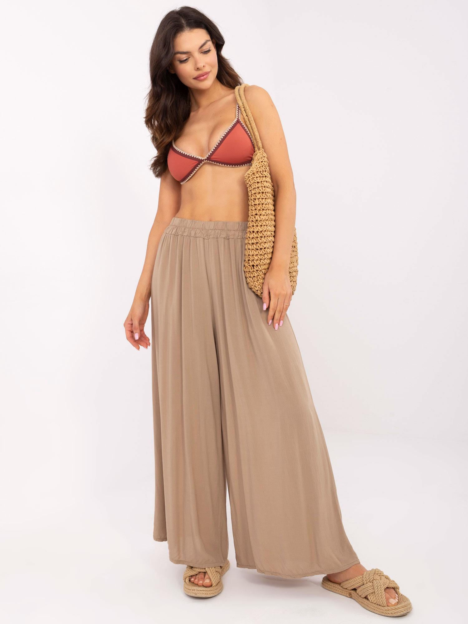 Tmavobéžové vzdušné široké nohavice TW-SP-BI-82353.39- dark beige Veľkosť: S